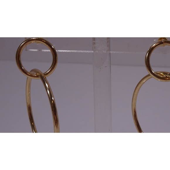 Banana Republic Women's Shiny INTERLOCKING Hoop EARRINGS NWT 58 GOLD - Picture 8 of 11
